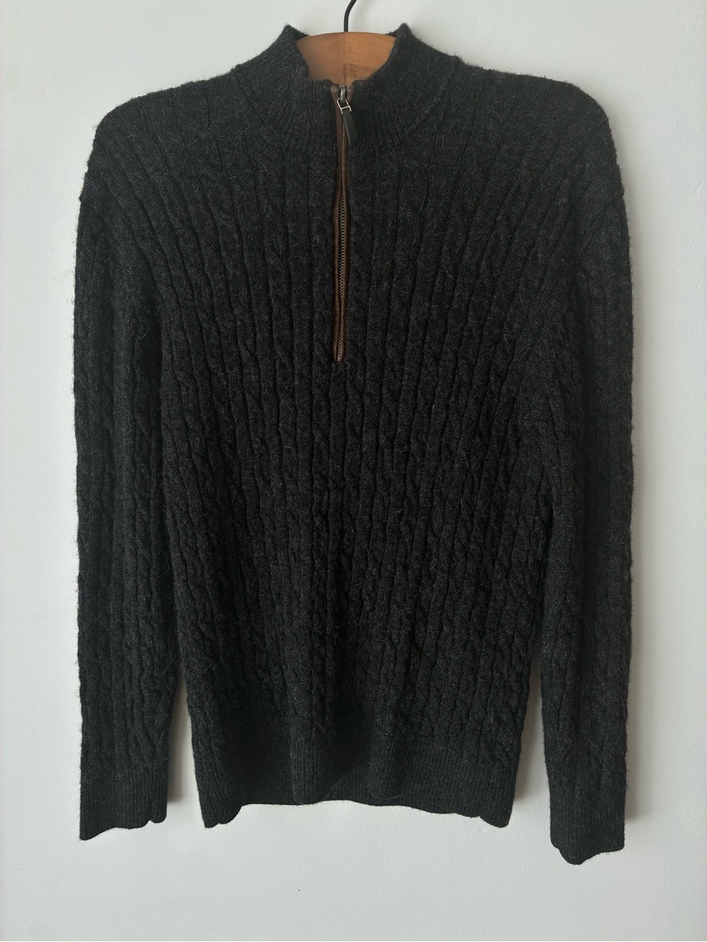 Bobby Jones Sweater Men’s Medium 100% Baby Alpaca Half-Zip Cable Knit Wool